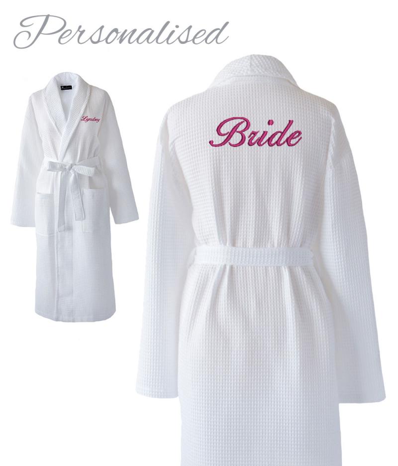 Personalised Bride White Waffle Dressing Gown | WithCongratulations