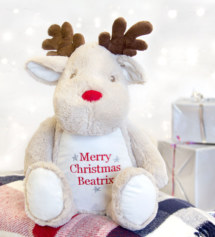 personalised reindeer teddy