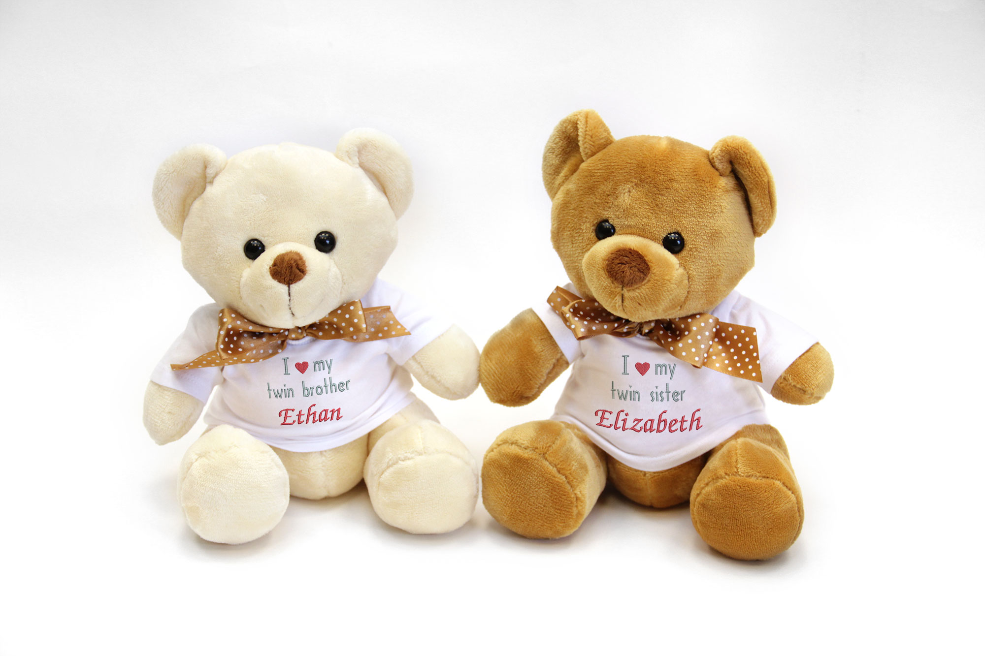 Personalised Gift for Twins, Twin Soft Teddy Bears | WithCongratulations