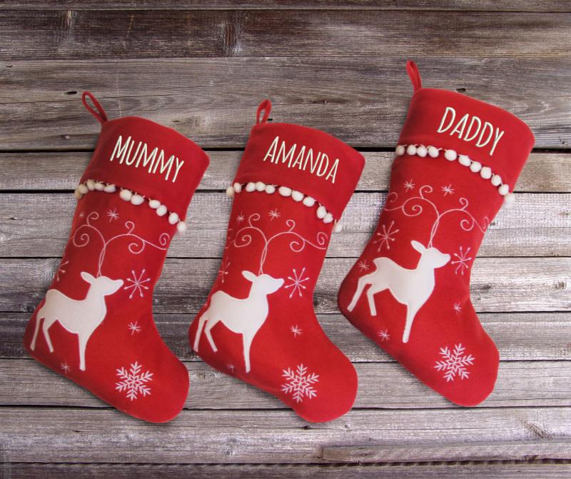 Personalized Reindeer Felt Stocking 4 Designs to Choose From 