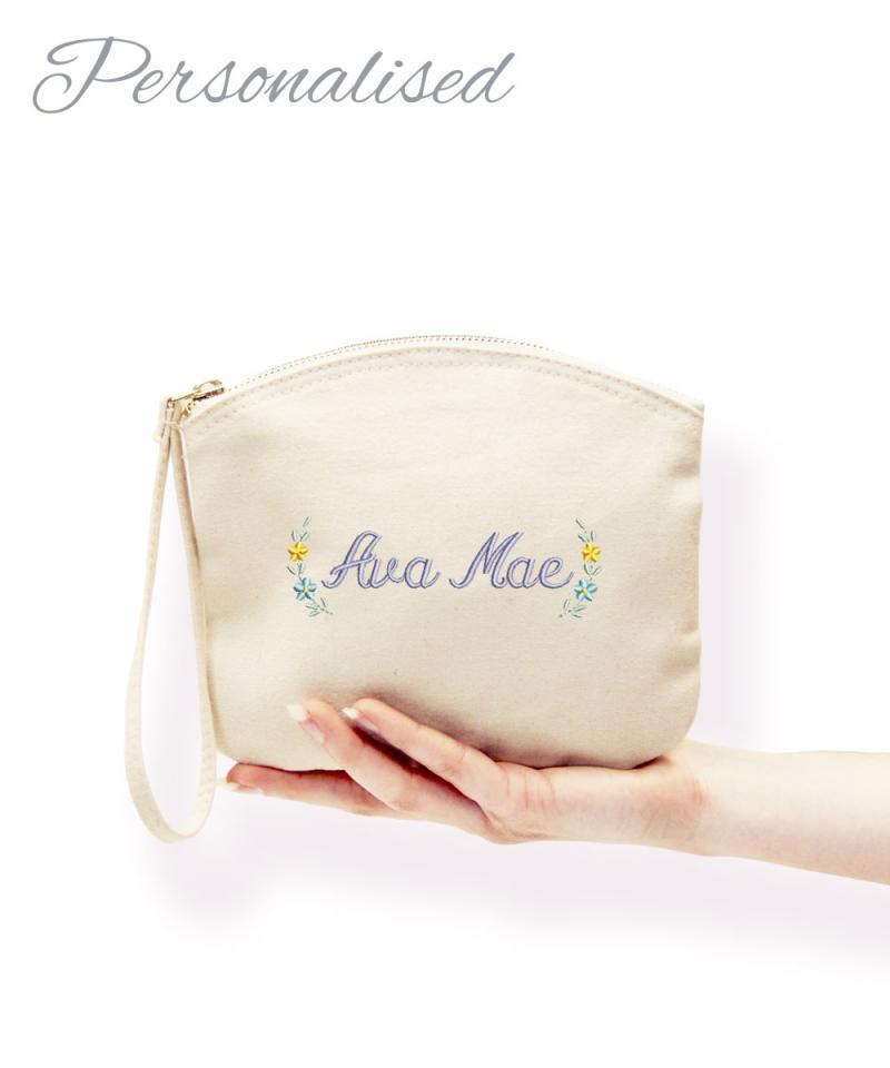 Personalised Gold Flower Girl Name Shoulder Tote Bag Rose Petals Wedding Gift