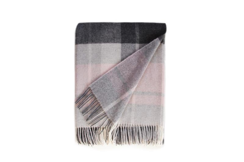 Light Pink and Grey Cashmere Blanket