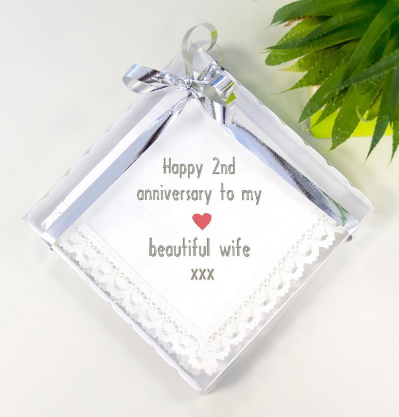 Cotton 2nd Anniversary Gift, Lace Handkerchief for Wife