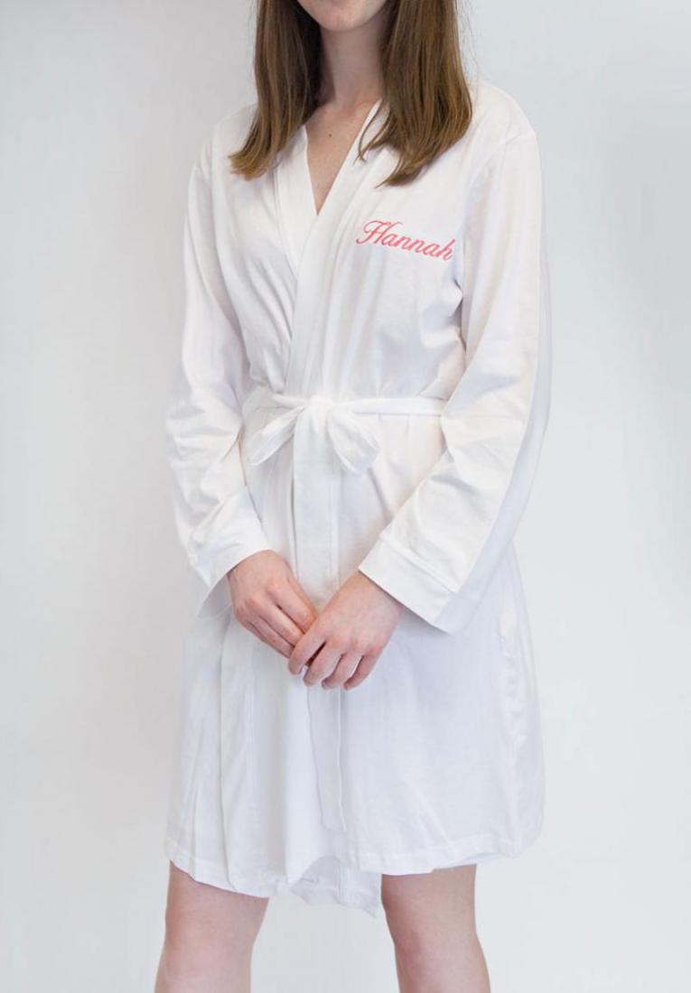 Fully Personalised White Jersey Wedding Dressing Gown