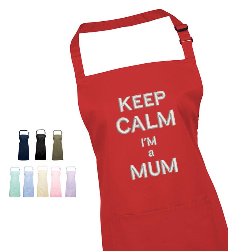 'Keep Calm I'm a Mum' Embroidered Apron
