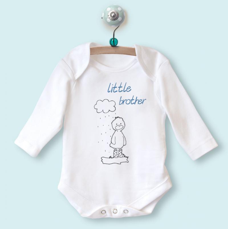 Little Brother Long Sleeve Babygrow with Duck Design | WithCongratulations