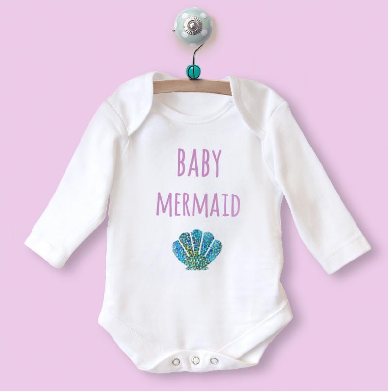 Little Sister Long Sleeve Babygrow with Mermaid Design