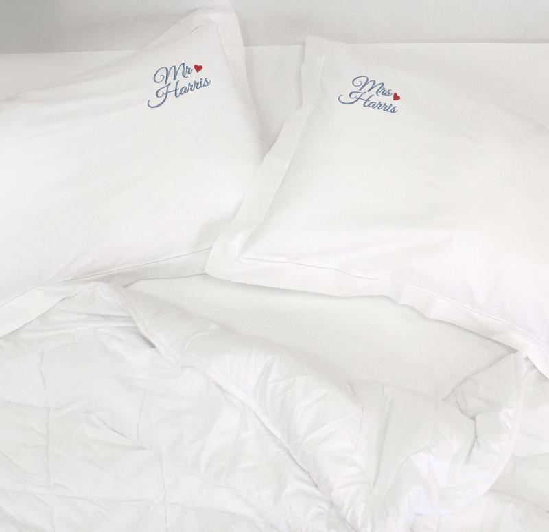 Mr Mrs Pillow Cases Embroidered WithCongratulations