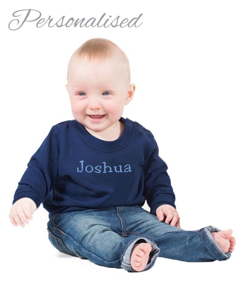 Personalised Embroidered Baby Sweatshirt - Navy