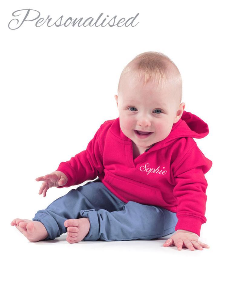 Personalised Embroidered Baby Hoodie - Hot Pink