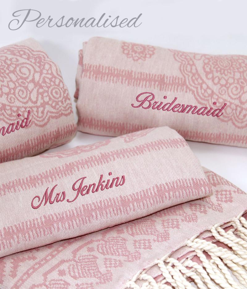 Personalised Pink Wedding Towels / Wraps