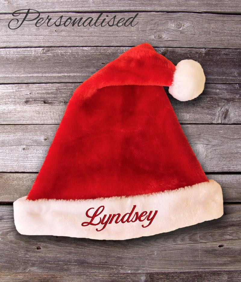 personalised plush santa hat withcongratulations personalised plush santa hat withcongratulations