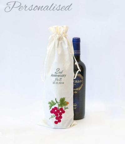 Personalised 2nd Anniversary Cotton Bottle Bag