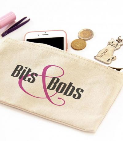 Bits and Bobs Zipper Canvas Pouch Bag