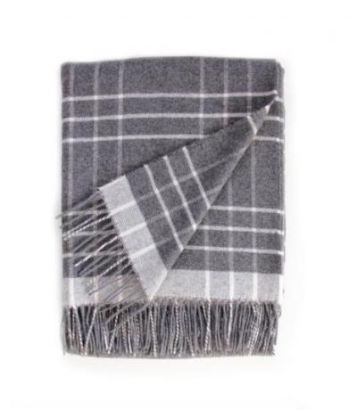 Grey and Off White Cashmere Wool Blanket