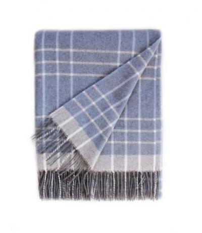 Blue and Grey Cashmere Wool Blanket