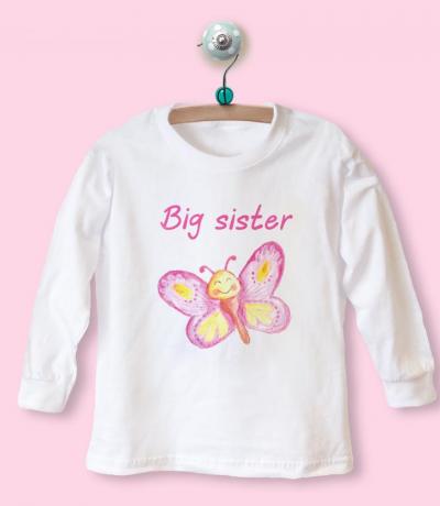 big sister t-shirt with butterfly