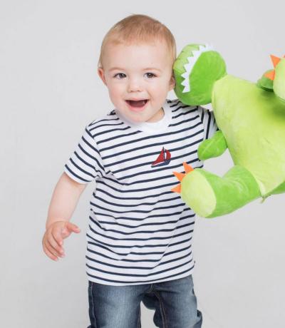 Kids Striped T-shirt with Embroidered Boat