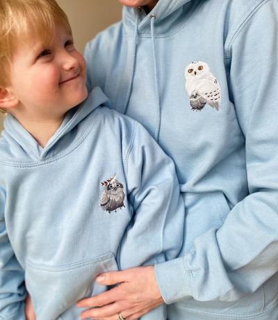 Matching Embroidered Owl Hoodies