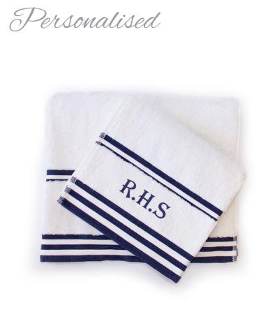 Personalised Navy Hand and Bath Towel