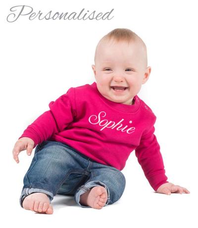 Personalised Embroidered Baby Sweatshirt - Hot Pink