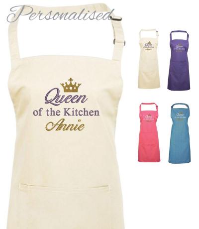 personalised queen of the kitchen apron