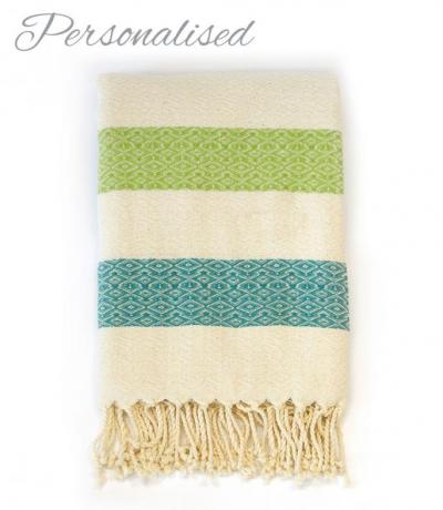Personalised Teal Green Beach Towel, Bamboo Cotton