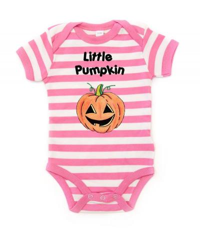 Pink Striped Little Pumpkin Babygrow