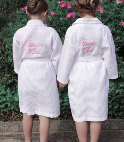 Personalised Flower Girl Waffle Dressing Gown 2-13 ys