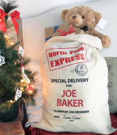 personalised santa sack large christmas stocking