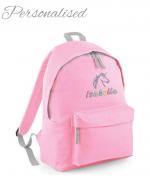 Personalised Rainbow Unicorn Girls Light Pink School Rucksack