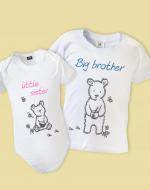 big brother little sister matching outfits with bear