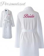 Personalised Bride White Waffle Dressing Gown
