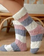 Pink,Grey & White Slipper Socks