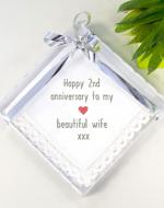Cotton 2nd Anniversary Gift, Lace Handkerchief for Wife