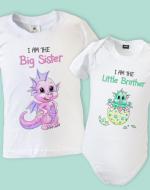 big sister little brother matching tshirts with dragons