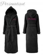 personalised black ladies dressing gown bathrobe