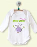Little Sister Long Sleeve Babygrow with Monster Design