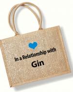 In a Relationship with Gin Printed Sparkle Jute Bag