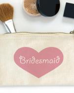 Bridesmaids Heart Zipper Canvas Make-up Bag